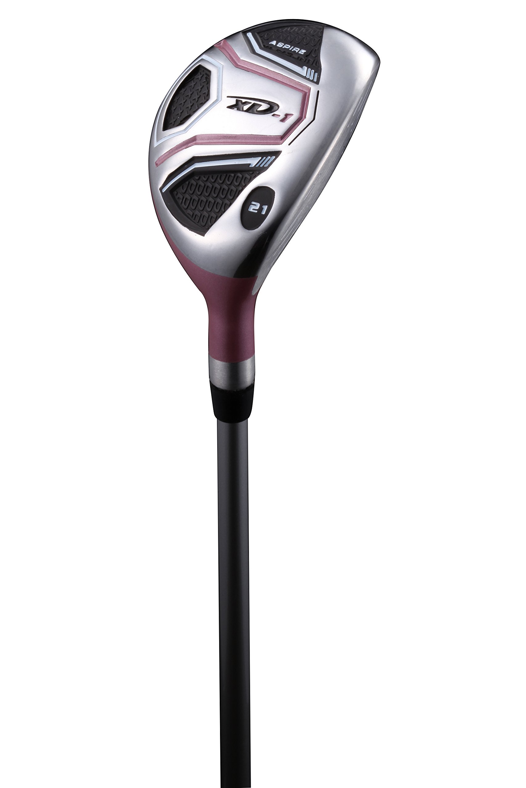 Aspire XD1 Ladies Womens Complete Golf Clubs Set Includes Titanium Driver, S.S. Fairway, Hybrid, 6-PW Irons, Putter, Bag, 3 H/C's Pink Petite Size