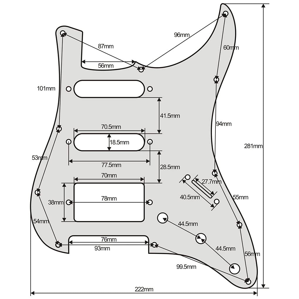 IKN 11 Hole Strat HSS Pickguard Guitar Scratch Plate for American/Mexican Made Standard Strat Modern Style Guitar Replacement, 3Ply Cream