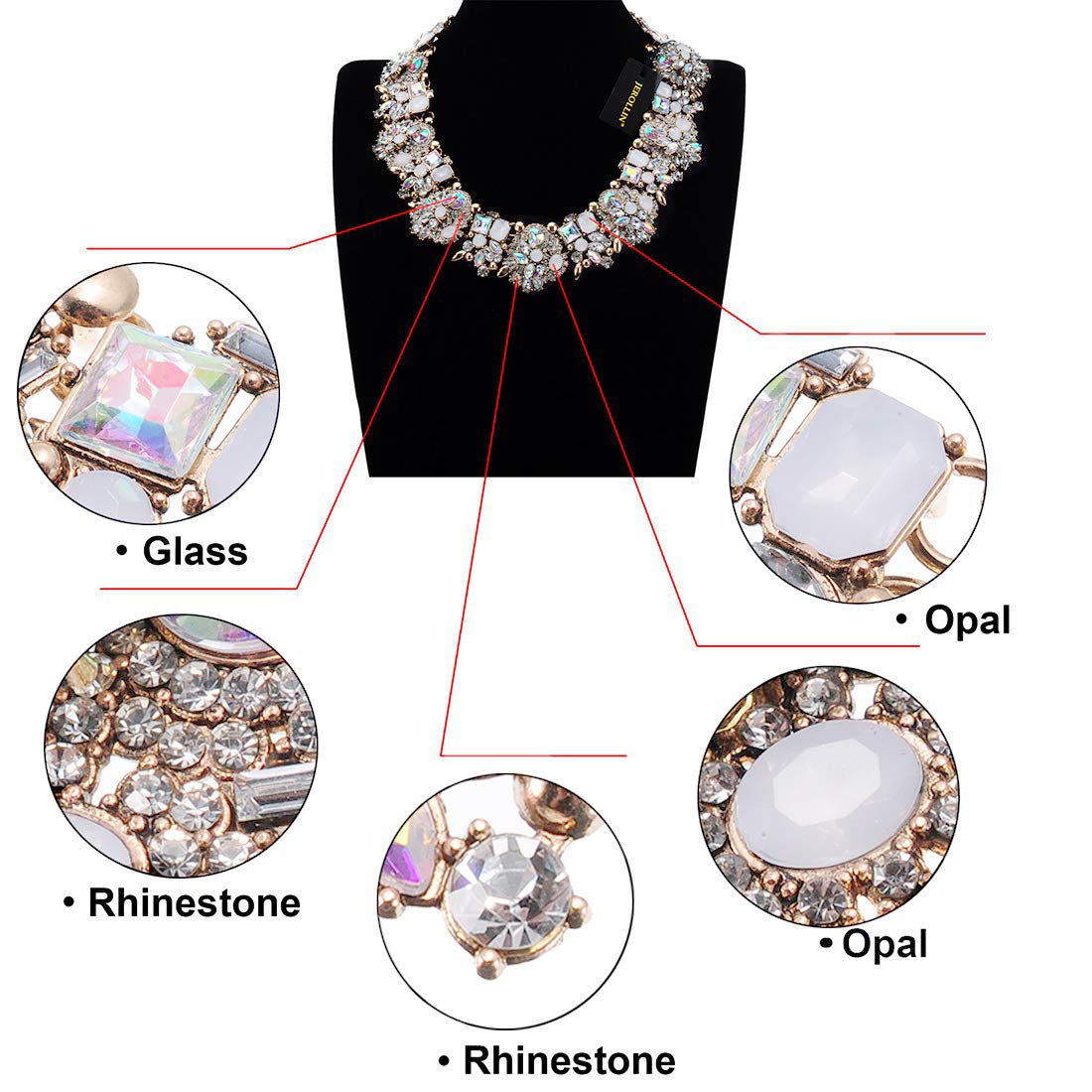 Crystal Rhinestone Statement Necklace, Vintage Chunky Chain Choker Collar Bib Statement Necklace Fashion Costume Jewelry Necklaces for Women