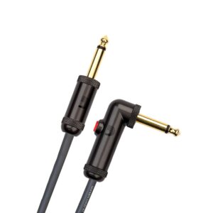 d'addario accessories 20' circuit breaker instrument cable with latching cut-off switch, right angle plug, by d'addario, (pw-aglra-20)