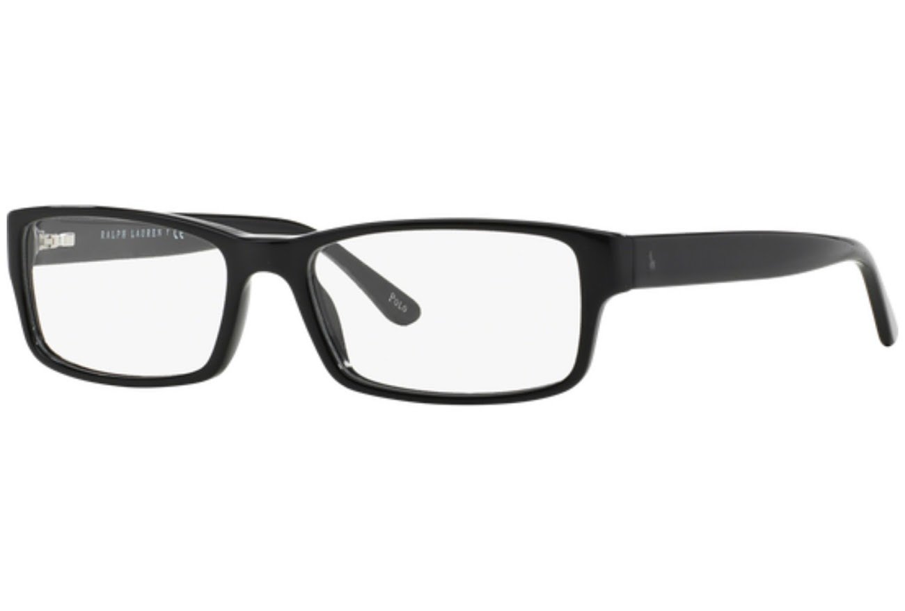 Polo Ralph Lauren Men's PH2065 Rectangular Prescription Eyewear Frames, Shiny Black/Demo Lens, 58 mm