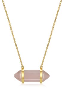 morgan & paige rose quartz crystal chakra point necklace in 18k gold plated sterling silver for women