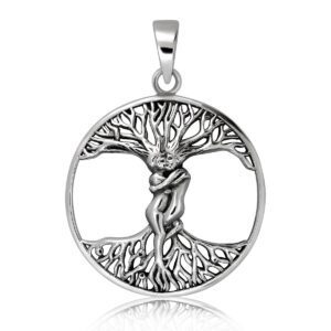 WithLoveSilver Solid 925 Sterling Silver Love Cuddle Celtic Tree of Life Cut Out Pendant