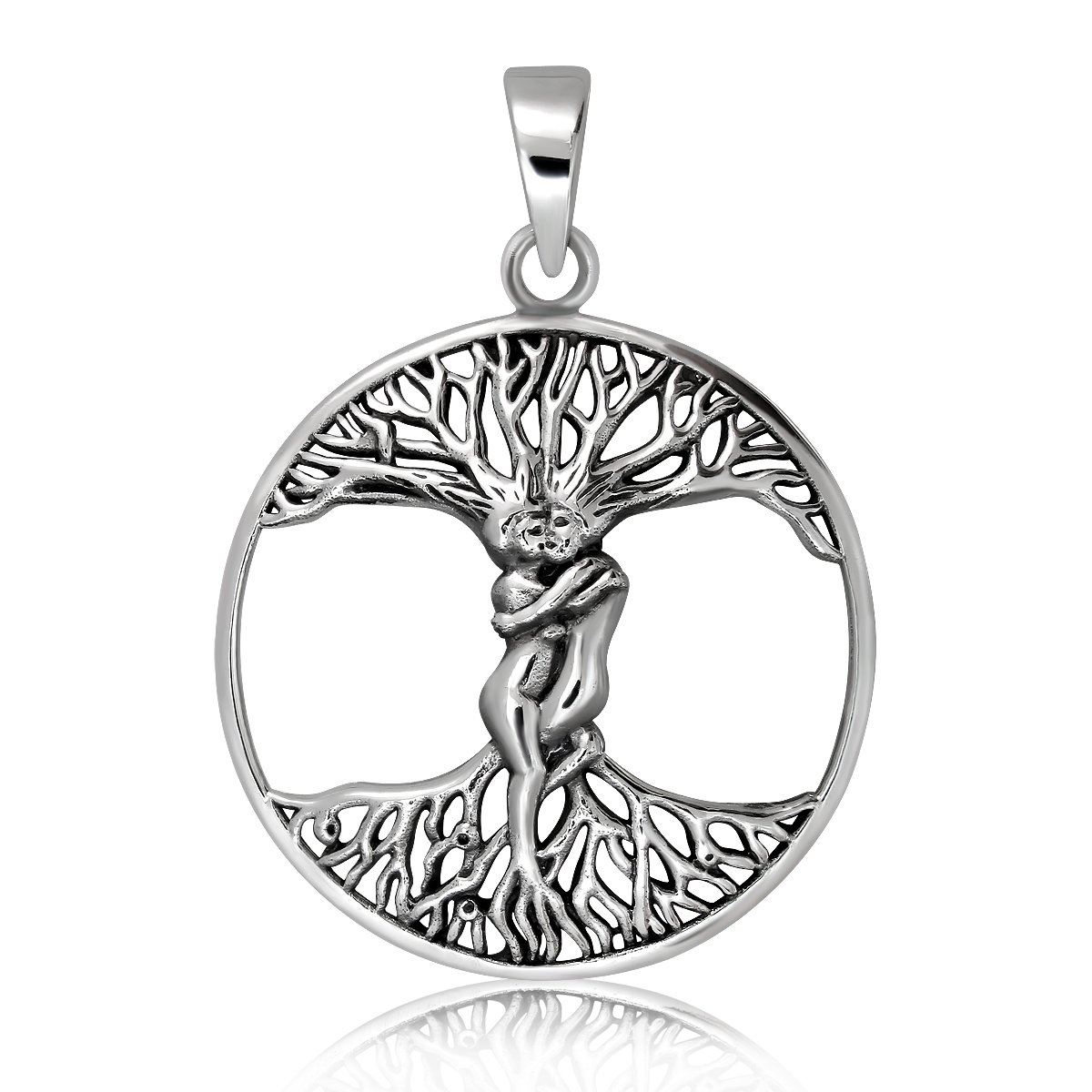 WithLoveSilver Solid 925 Sterling Silver Love Cuddle Celtic Tree of Life Cut Out Pendant