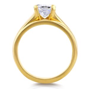 Kobelli Cushion Moissanite Classic Solitaire Bridal Set 1 1/10 CTW 14k Yellow Gold, Size 7