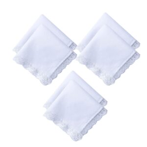 6/12 pack of ladies white perfect wedding lace cotton handkerchiefs