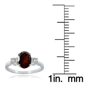 Ice Gems Sterling Silver African Garnet and Oval Ring, Size 6