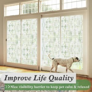 rabbitgoo Window Privacy Film Frosted Glass Window Film, Static Cling Sun Blocking Frosting Door Window Cover for Home, Decorative Window Sticker House Window Tint, Cross Pattern 17.5 x 78.7 inches