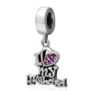 i love husband charm 925 sterling silver love charm valentine charm dangle charm for diy charms bracelet