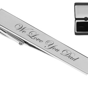 Personalized Hand Polished Silver Stainless Steel Tie Clip Custom Engraved Free - Ships from USA