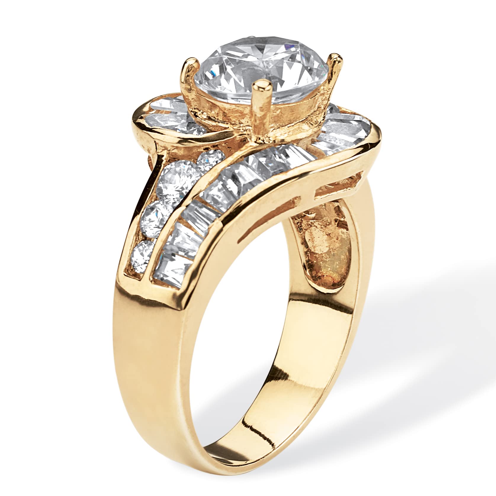 PalmBeach Yellow Gold-plated Sterling Silver Round Cubic Zirconia Engagement Ring Sizes 5-10 Size 8