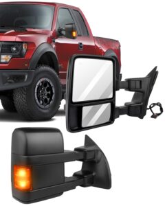 eccpp towing mirror by side mirror replacement for 1999-2007 for ford for f250 for f350 for f450 for f550 super duty with power heated smoke turn signal telescopic