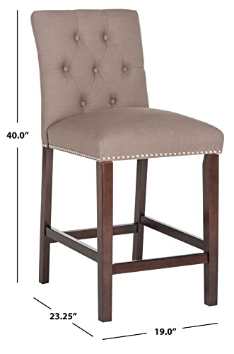 Safavieh Home Collection Norah Dark Taupe and Espresso Counter Stool (Set of 2)