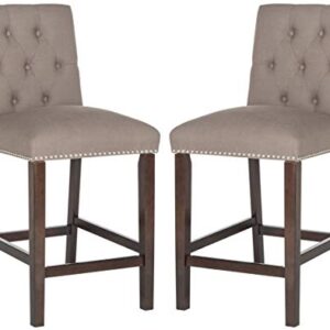 Safavieh Home Collection Norah Dark Taupe and Espresso Counter Stool (Set of 2)