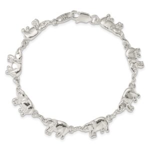 Brilliant Bijou Sterling Silver Elephants Bracelet