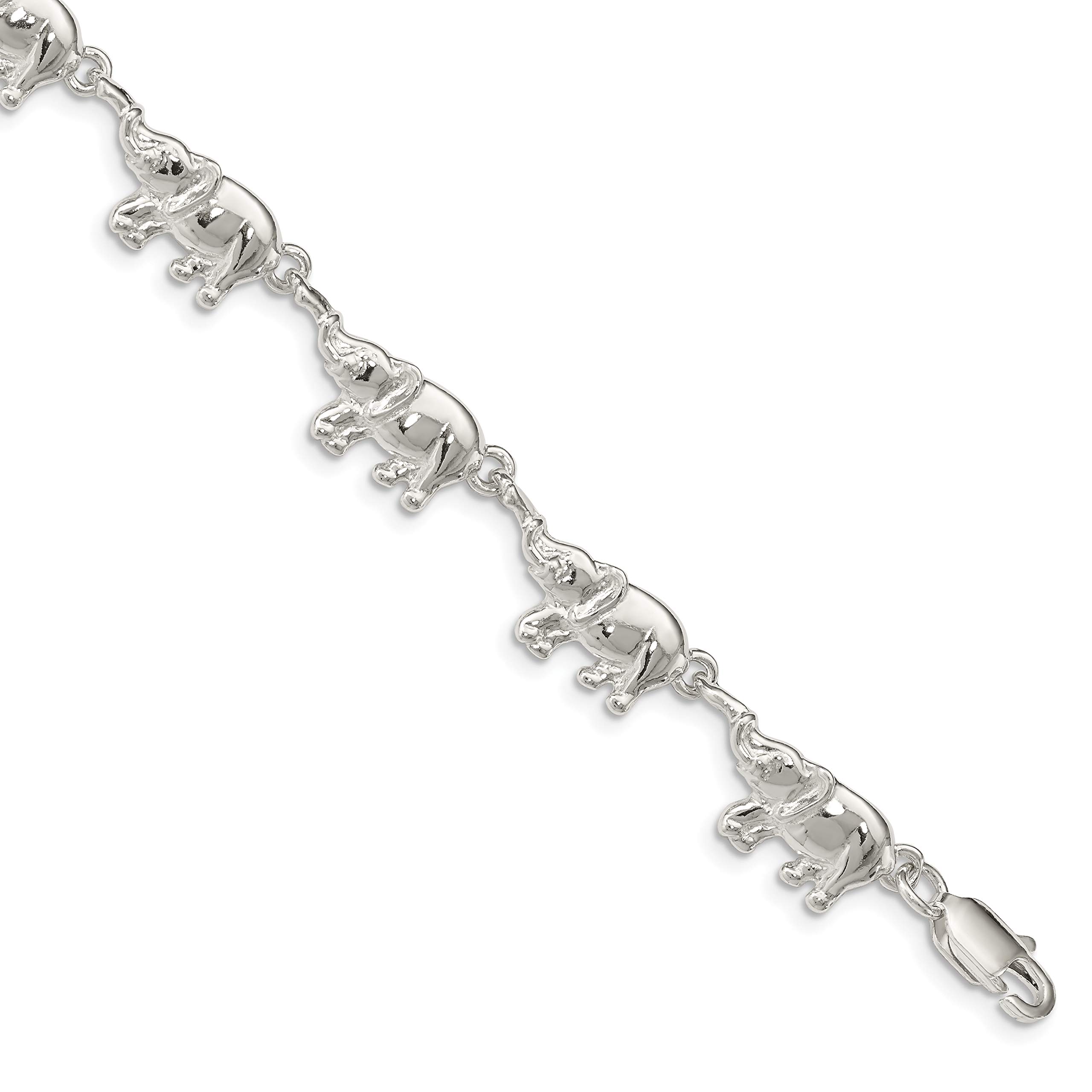 Brilliant Bijou Sterling Silver Elephants Bracelet