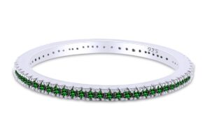 jewel zone us simulated green emerald eternity stackable wedding ring in 14k white gold over sterling silver (1/5 ct)