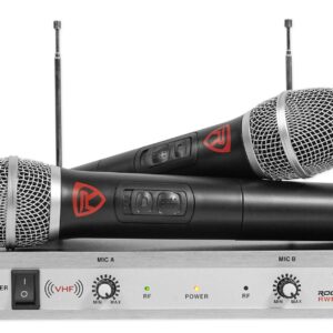 Rockville RWM1202VH VHF Wireless Dual HandHeld Microphone System/Metal Receiver