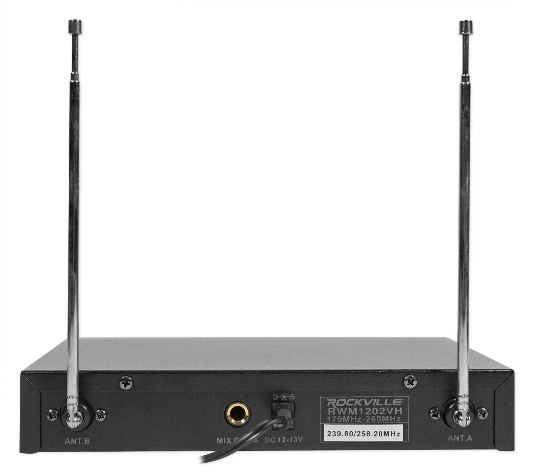 Rockville RWM1202VH VHF Wireless Dual HandHeld Microphone System/Metal Receiver