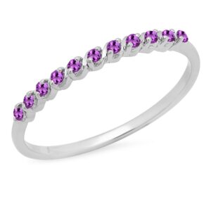 dazzlingrock collection 0.12 cttw round amethyst ladies anniversary wedding band in 925 sterling silver, size 6