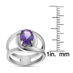 Ice Gems Sterling Silver African Amethyst Oval Open Ring, Size 6