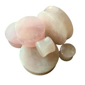 Lobal Domination PAIR of Rose Quartz Organic Stone Plugs Gauges - up to 38mm available! (1&3/8" (35mm))