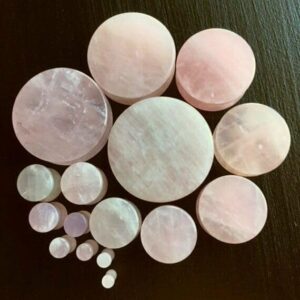 Lobal Domination PAIR of Rose Quartz Organic Stone Plugs Gauges - up to 38mm available! (1&3/8" (35mm))