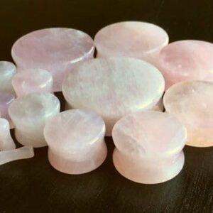 Lobal Domination PAIR of Rose Quartz Organic Stone Plugs Gauges - up to 38mm available! (1&3/8" (35mm))