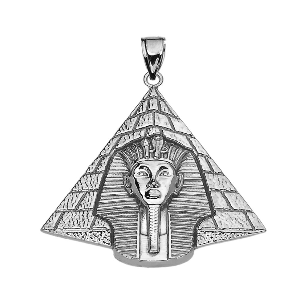 Antique Vintage Style Sterling Silver Detailed Egyptian Pyramid King Tut (Tutankhamun) Pendant