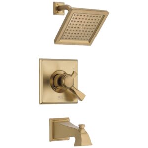 delta faucet dryden 17 series dual-function tub and shower trim kit with single-spray touch-clean shower head, champagne bronze, 2.0 gpm water flow, t17451-cz-we (valve not included)