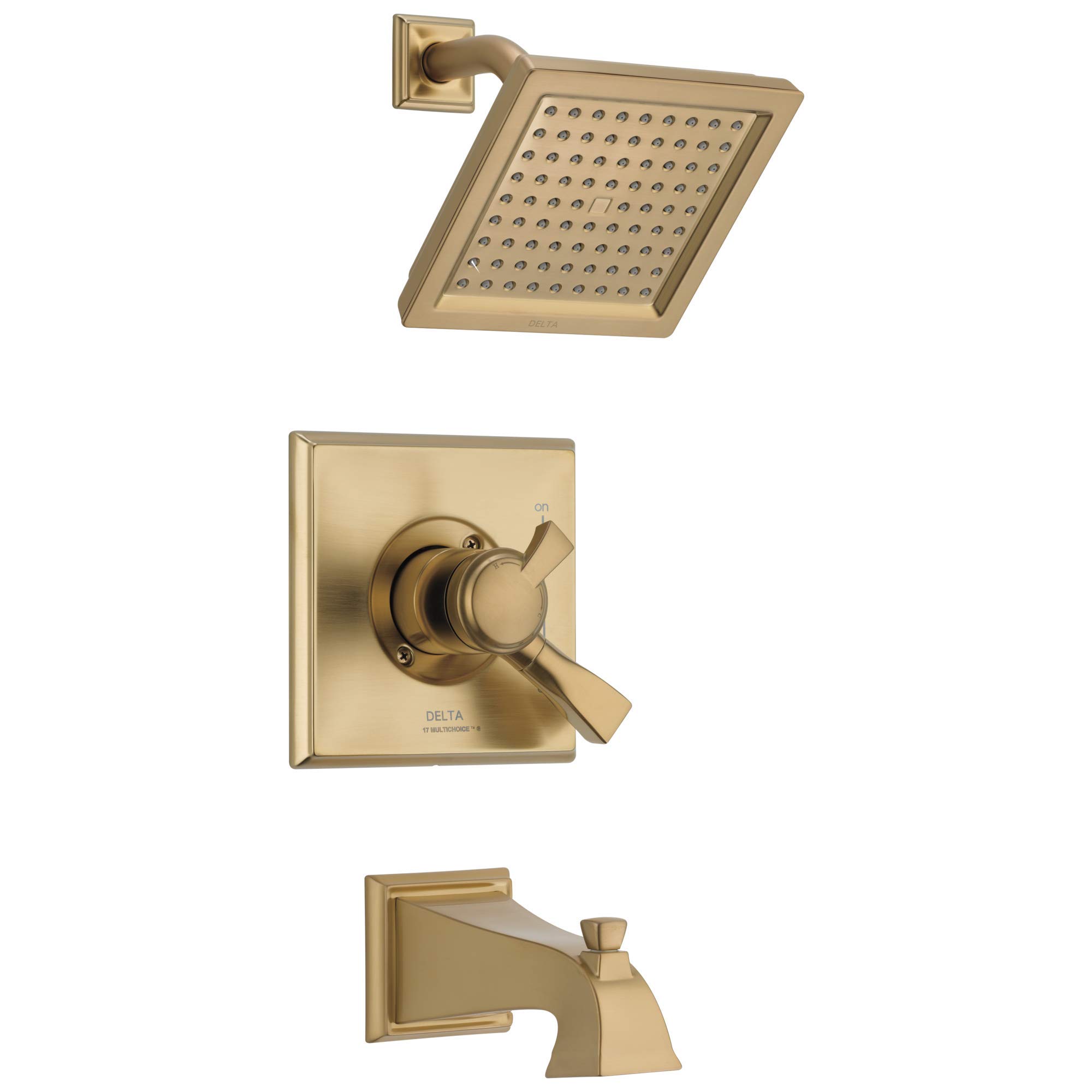 Delta Faucet Dryden 17 Series Dual-Function Tub and Shower Trim Kit with Single-Spray Touch-Clean Shower Head, Champagne Bronze, 2.0 GPM Water Flow, T17451-CZ-WE (Valve Not Included)