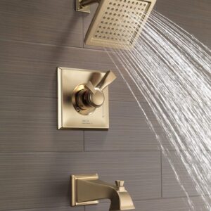 Delta Faucet Dryden 17 Series Dual-Function Tub and Shower Trim Kit with Single-Spray Touch-Clean Shower Head, Champagne Bronze, 2.0 GPM Water Flow, T17451-CZ-WE (Valve Not Included)