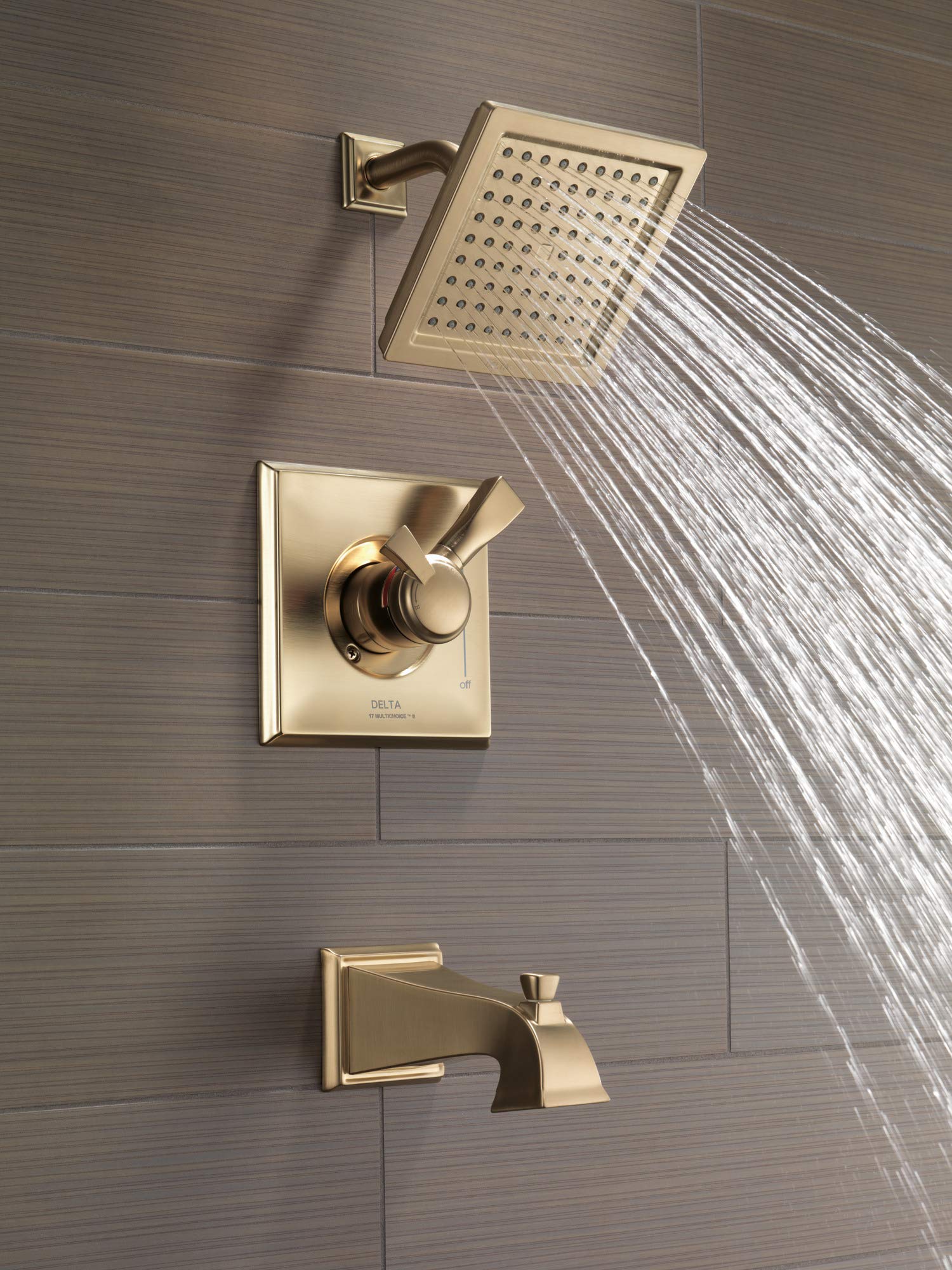 Delta Faucet Dryden 17 Series Dual-Function Tub and Shower Trim Kit with Single-Spray Touch-Clean Shower Head, Champagne Bronze, 2.0 GPM Water Flow, T17451-CZ-WE (Valve Not Included)