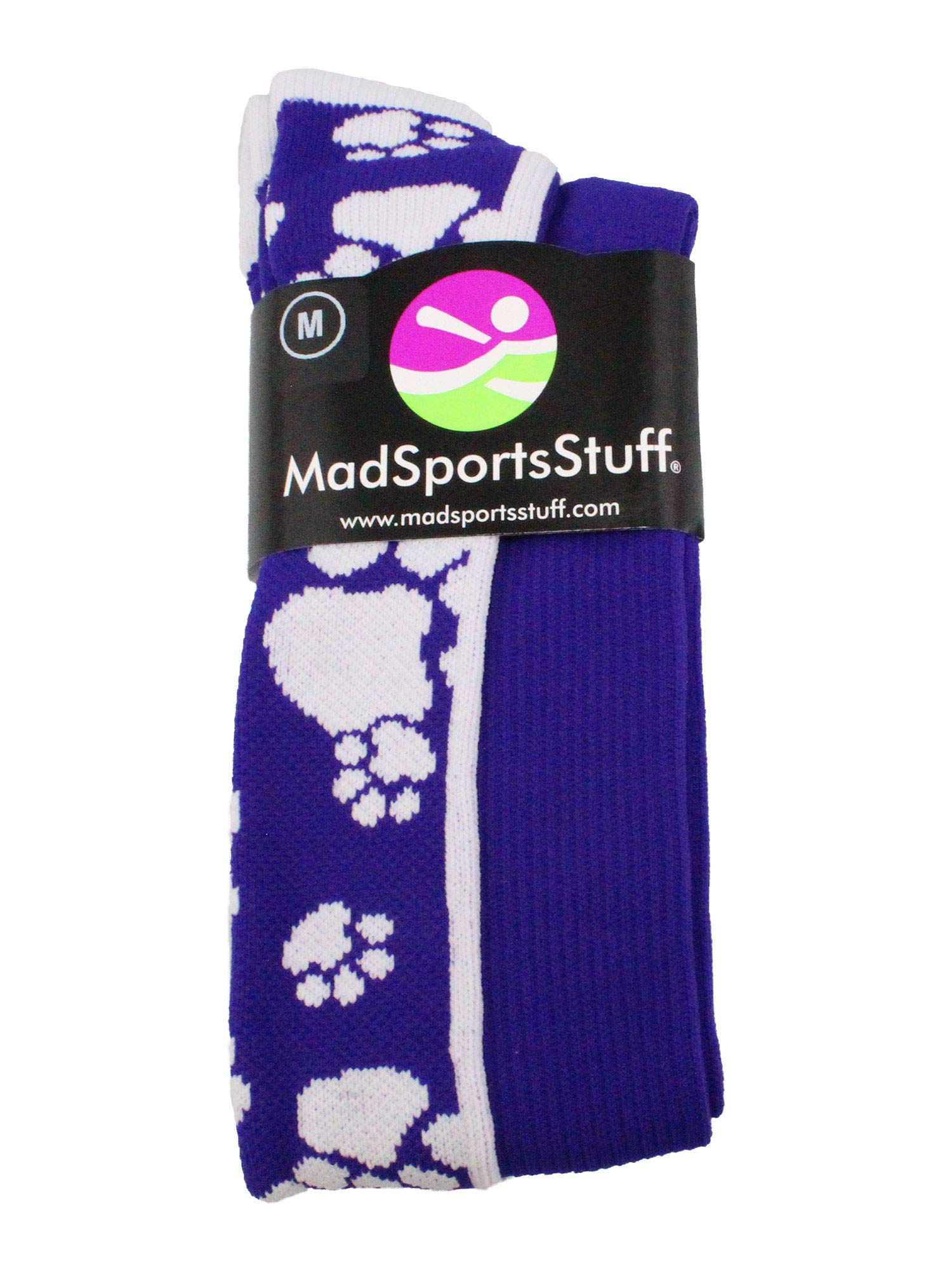 Crazy Socks with Paws Over the Calf (Purple/White, Medium)