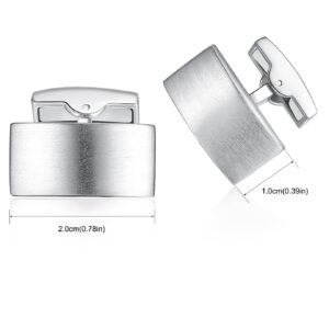 HONEY BEAR Rectangle Cufflinks for Mens Shirts Business Wedding Gift Brushed Silver