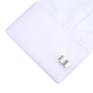 HONEY BEAR Rectangle Cufflinks for Mens Shirts Business Wedding Gift Brushed Silver