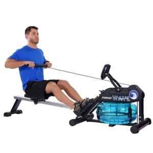 Stamina Elite Wave Water Rowing Machine Foldable Rower w/ Fitness Coaching App, No Subscription Required - Wireless Heart Rate Monitor Included - Rowing Machines for Home Use