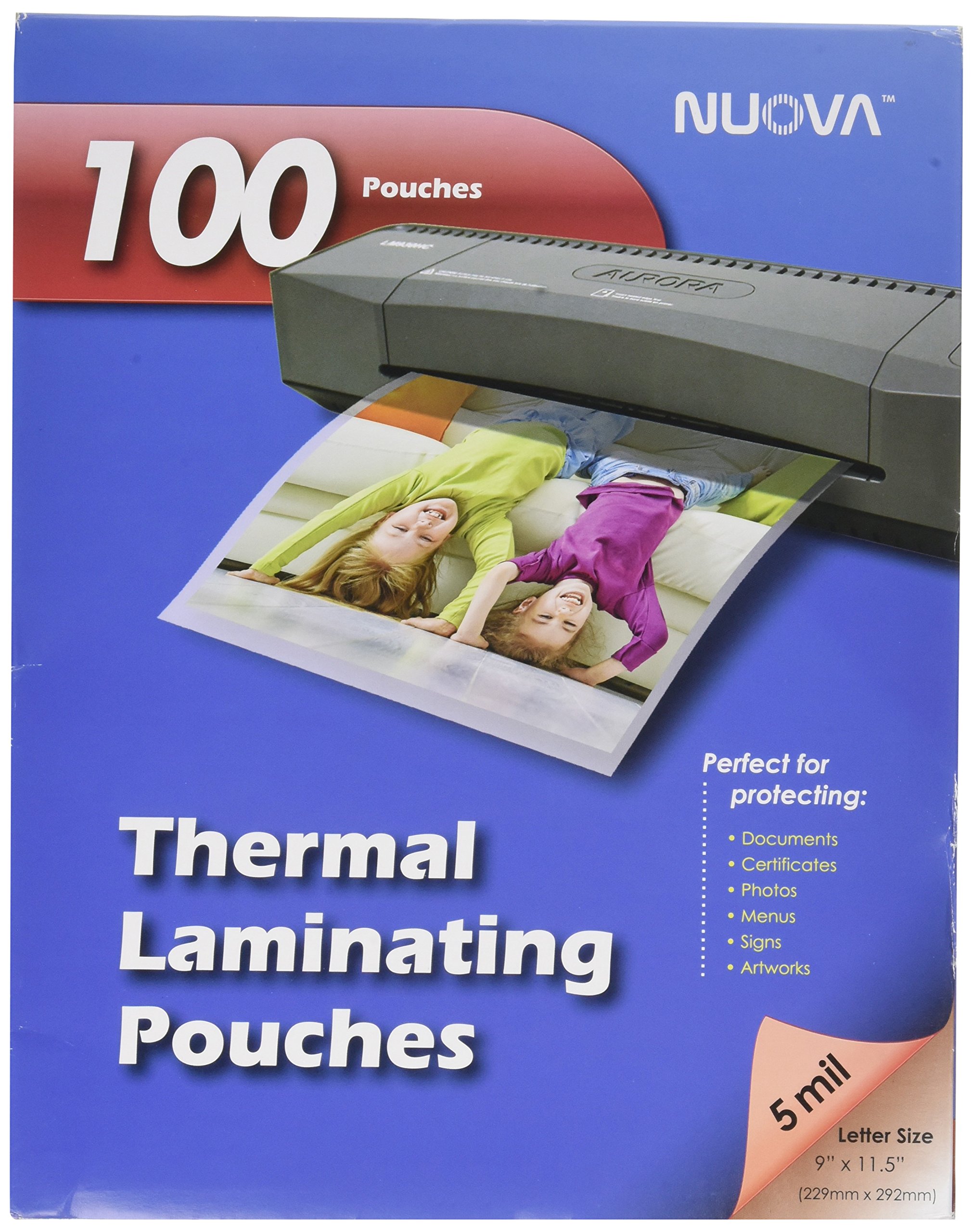 Nuova 100-Pack, 5 Mil Thermal Laminating Pouches 9 x 11.5 Inches, Letter Size, LP105H