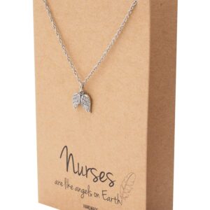 quan jewelry Nurse Necklace Handcrafted Angel-Wings Pendant, Thank you Appreciation Graduation Gift Ideas, Presents for Nurses, RN, Pre-Med Students, Doctors, Friendship Necklace