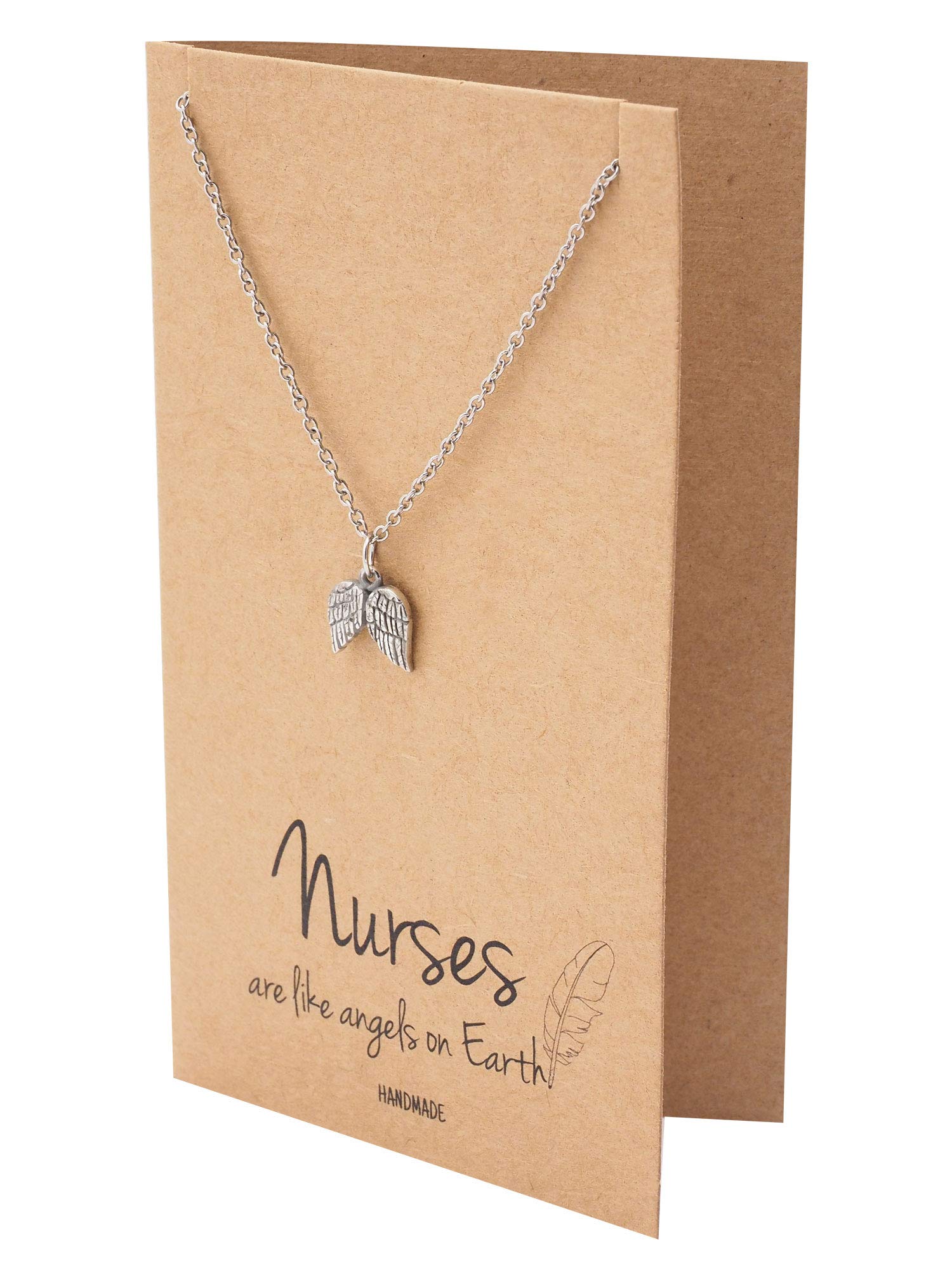 quan jewelry Nurse Necklace Handcrafted Angel-Wings Pendant, Thank you Appreciation Graduation Gift Ideas, Presents for Nurses, RN, Pre-Med Students, Doctors, Friendship Necklace