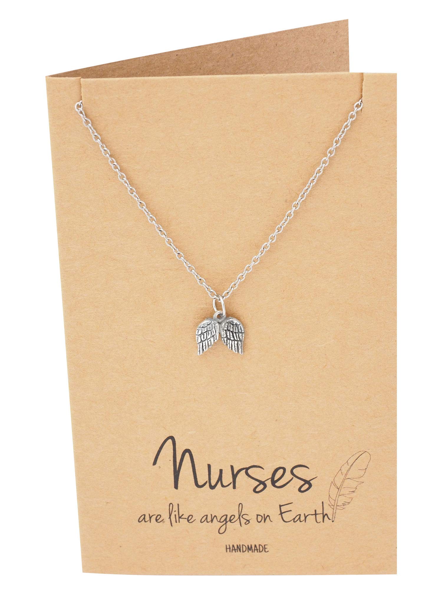 quan jewelry Nurse Necklace Handcrafted Angel-Wings Pendant, Thank you Appreciation Graduation Gift Ideas, Presents for Nurses, RN, Pre-Med Students, Doctors, Friendship Necklace