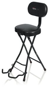 gator frameworks guitar seat with padded cushion, ergonomic backrest and fold out guitar stand; holds both acoustic and electric guitars (gfw-gtr-seat)