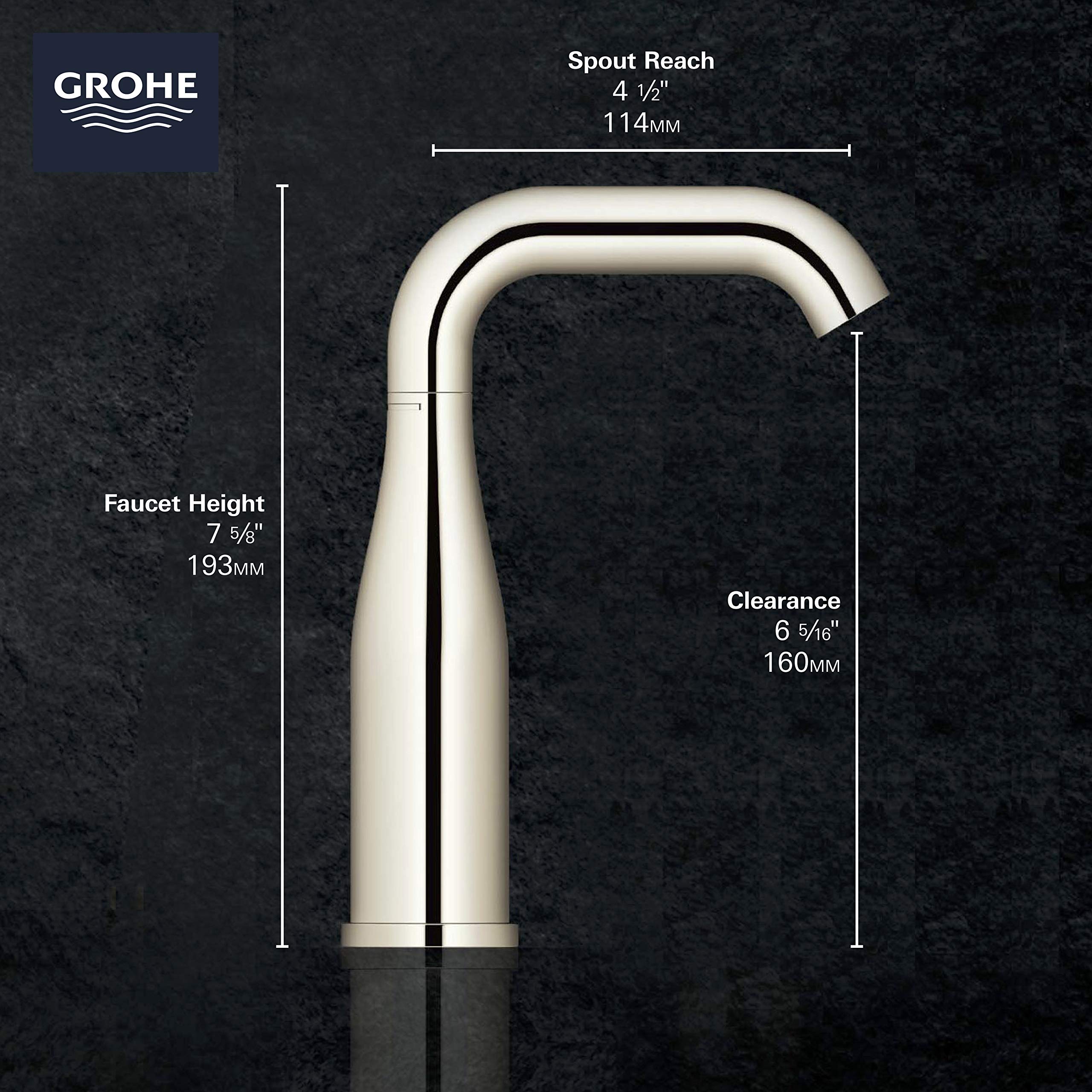 GROHE 2348500A Essence, Single Hole Single-Handle M-Size Bathroom Faucet 1.2 GPM, Chrome