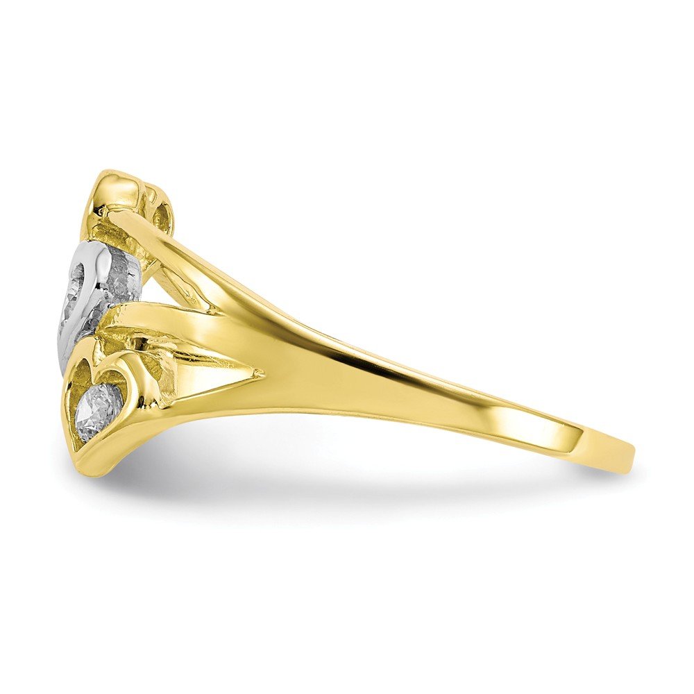 Jewels By Lux 10K Yellow Gold & Rhodium Triple Heart CZ Ring