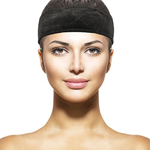 2 Pack Velvet Wig Band Head Hair Band Adjustable Fastern (Black and Brown)