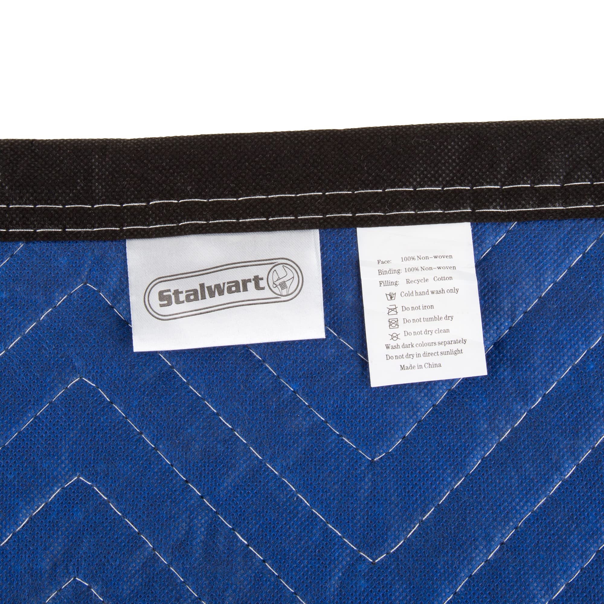 Stalwart 75-MOV1001 Blanket-80x73.5in Heavy-Duty Reusable Quilted Furniture Pad or Drop Cloth with Recycled Cotton Filling-Moving Supplies, 1-Pack, Black/Blue