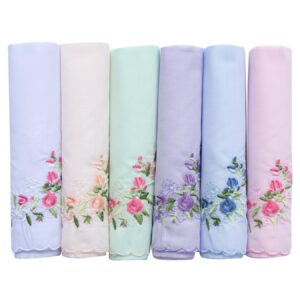 La closure Vintage Floral Cotton Embroidered Ladies Handkerchiefs 3PCS