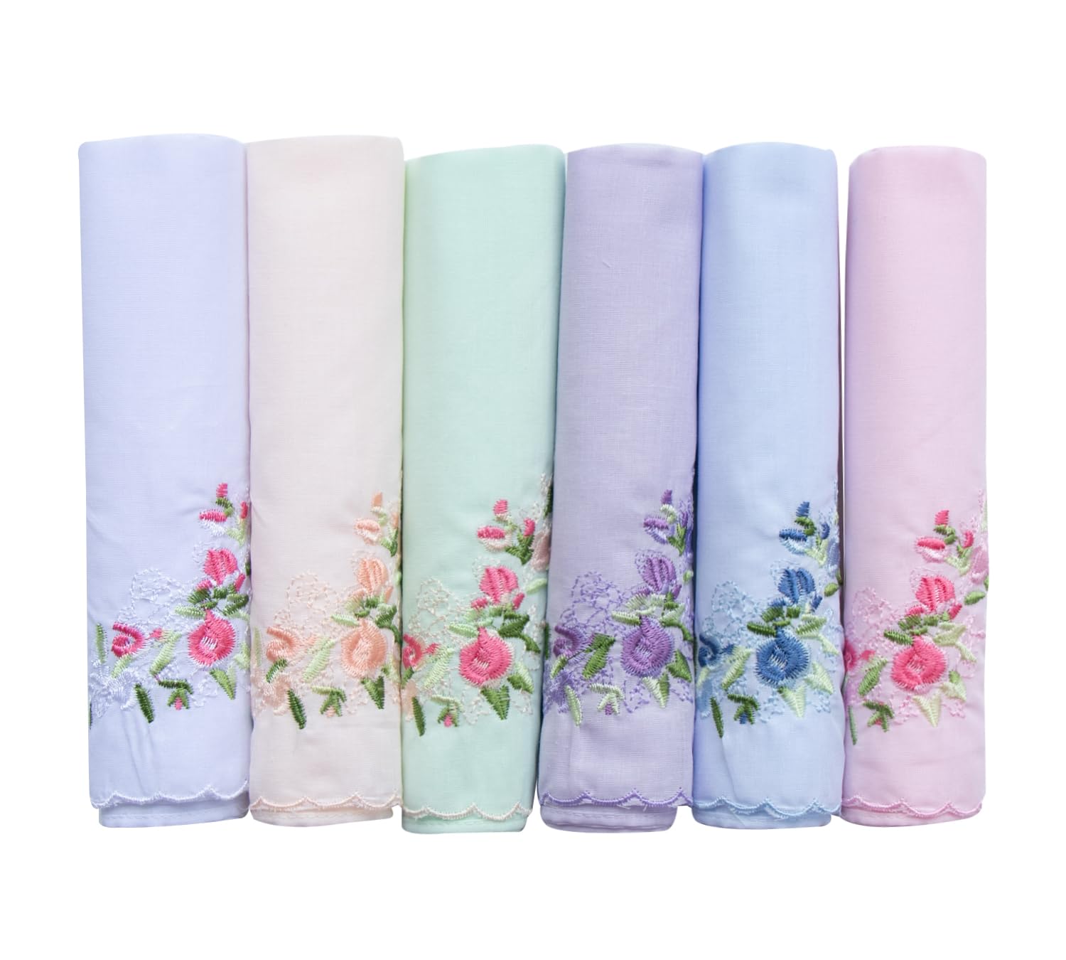 La closure Vintage Floral Cotton Embroidered Ladies Handkerchiefs 3PCS