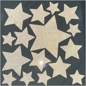 LiteMark Reflective White Assorted Stars Sticker Decals for Helmets, Bicycles, Strollers, Wheelchairs and More - Pack of 16