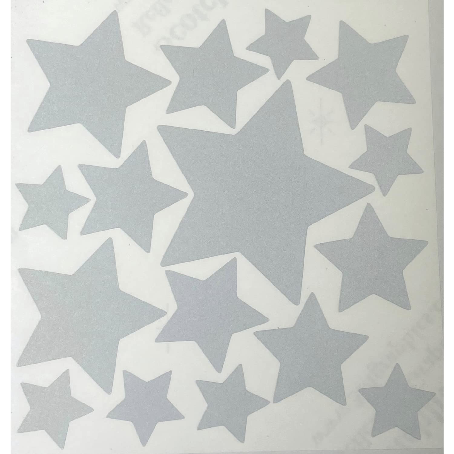 LiteMark Reflective White Assorted Stars Sticker Decals for Helmets, Bicycles, Strollers, Wheelchairs and More - Pack of 16